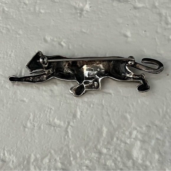 925 PANTHER LEOPARD EXQUISITE Marcasite Sterling Silver Signed Brooch Pin Gift - Picture 8 of 17